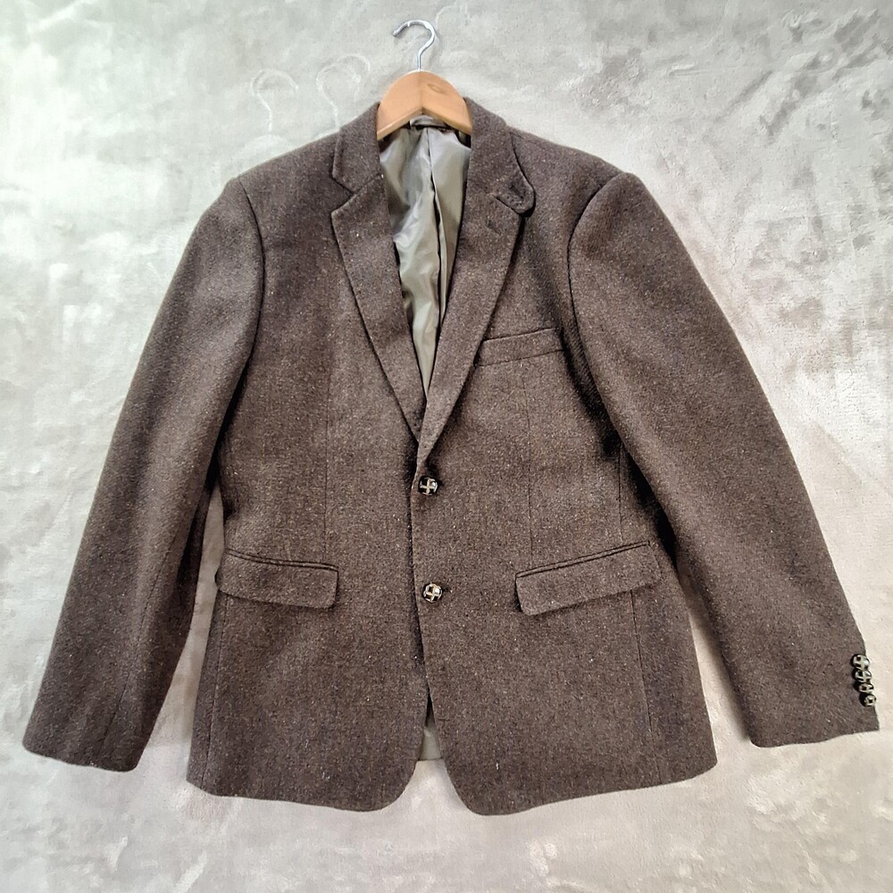 Stefano Conti Blazer Mens 42 Brown Wool Blend Sport Coat Tweed Pattern Classic